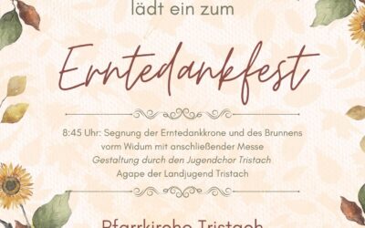 Erntedankfest mit Brunnen-Weihe vorm Widum in Tristach