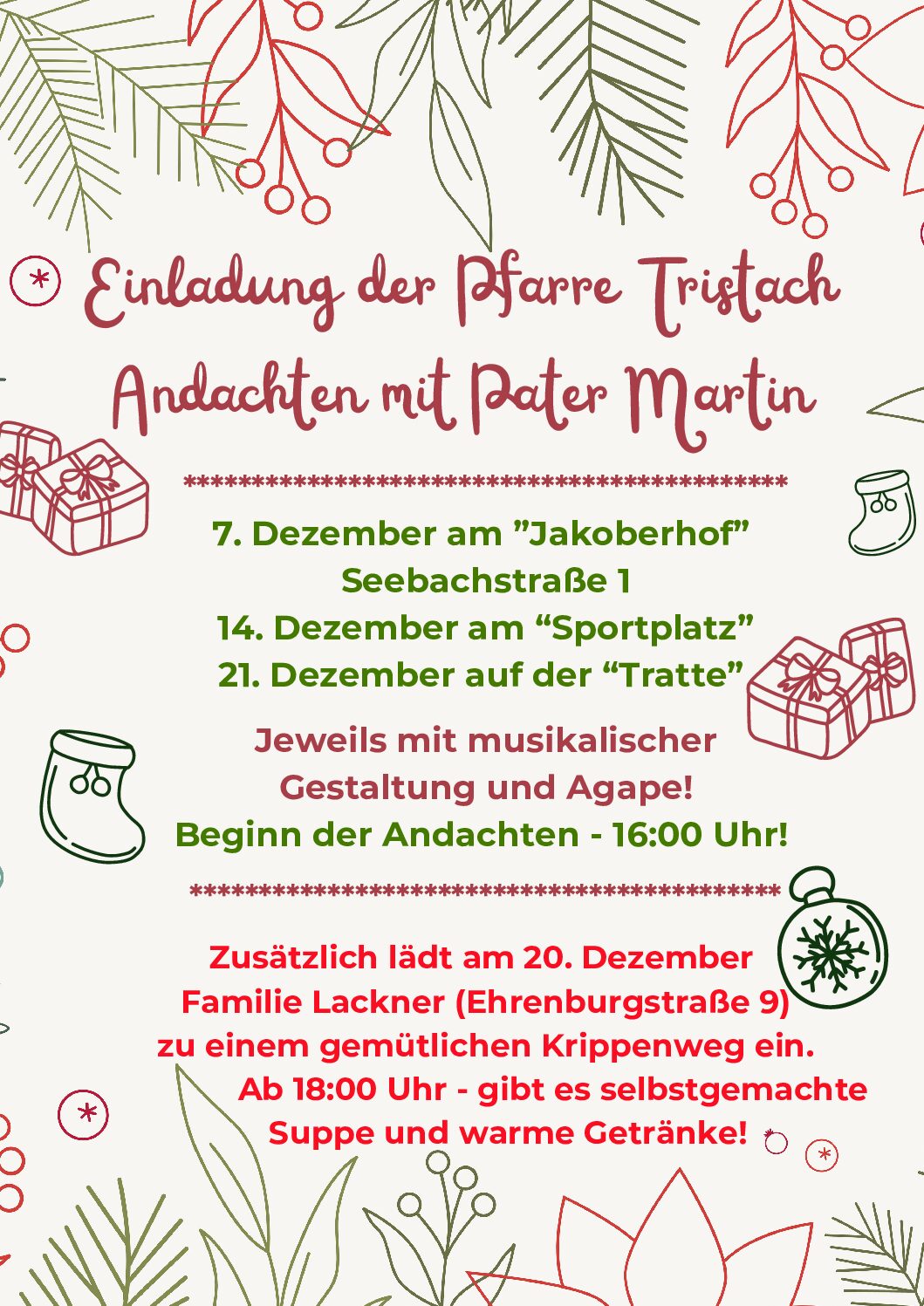 Andachten in Tristach mit Pater Martin