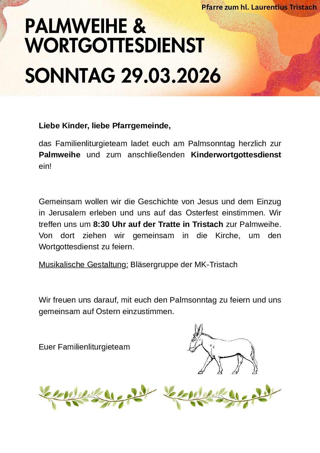 Einladung Palmsonntag