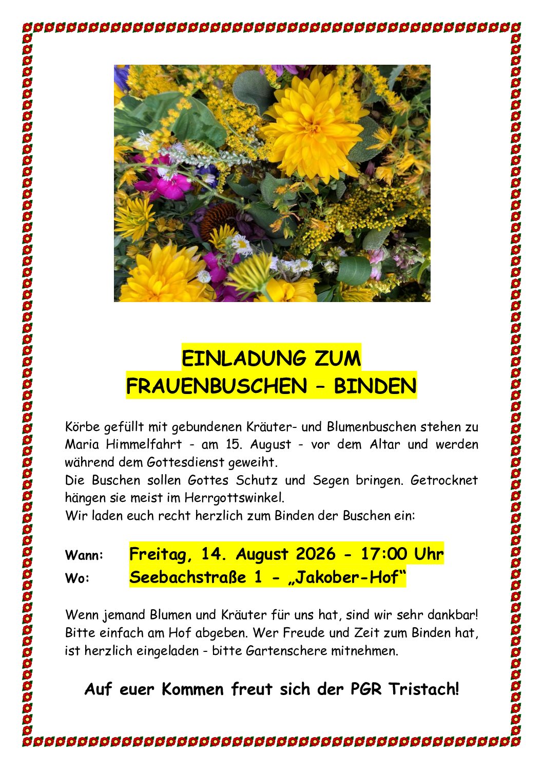 Herzliche Einladung zum Frauenbuschen binden