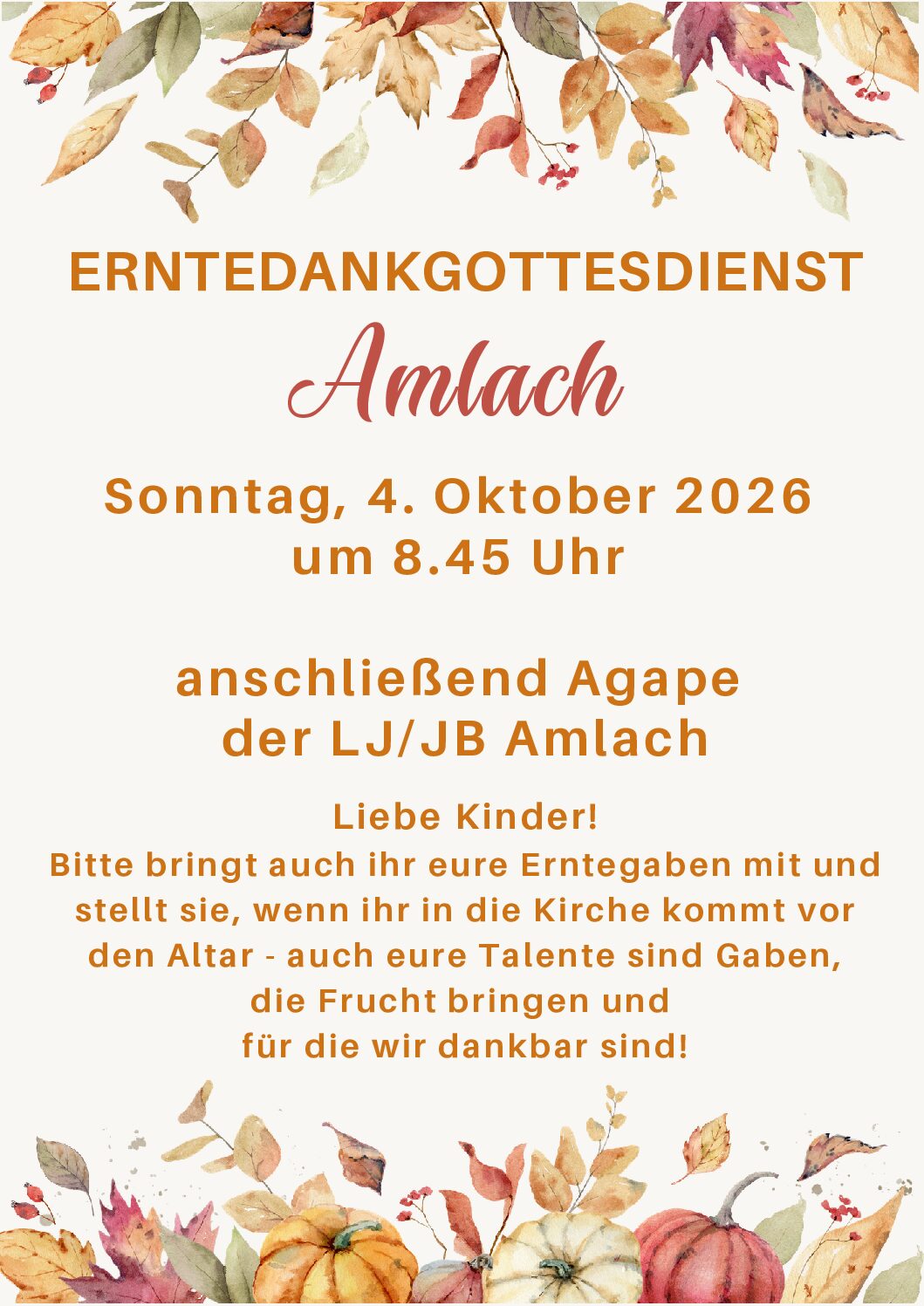 Erntedankgottesdienst in Amlach