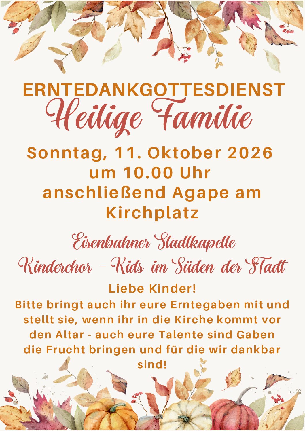 Erntedankgottesdienst in Lienz/Heilige Familie